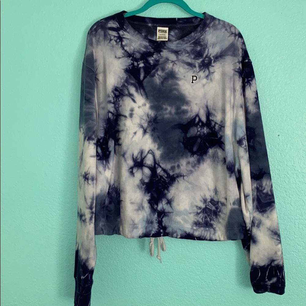 Blue and white tie-dye sweater